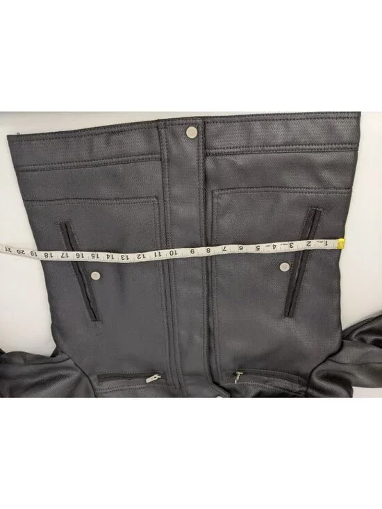 Zara Man Faux Leather Black Moto Jacket Mens Size Medium Motorcycle Biker - Picture 8 of 9